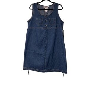 Motherhood VTG Denim Maternity Jumper-Dress Size Large Classic 90s